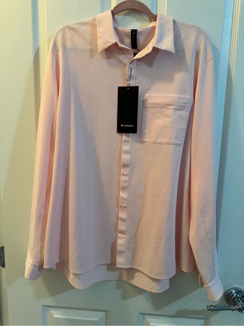 lululemon athletica Men's Pale Pink Long-Sleeve Button-Down Shirt XXL